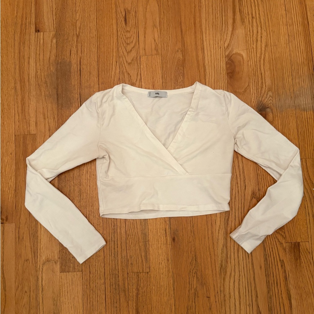 Adika Cream Long Sleeve Wrap Blouse
